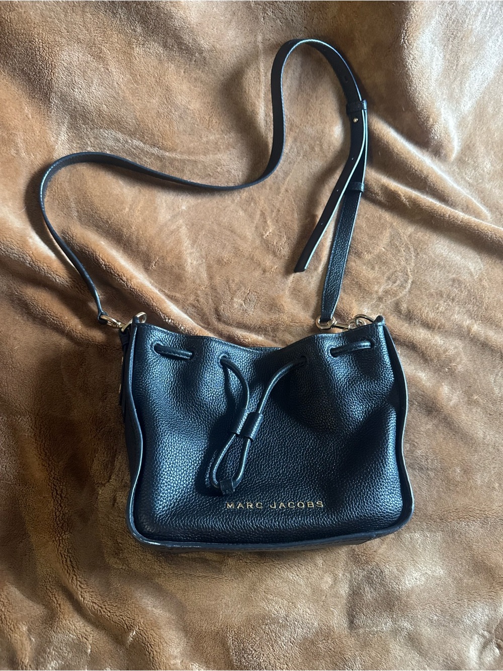 Marc Jacobs Black Leather Drawstring Bucket Bag